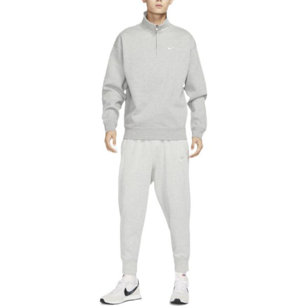Толстовка Nike Solo Swoosh 1/4-zip sweatshirt 'Grey', серый — фото 3