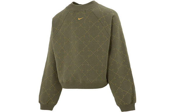 Свитер athleisure casual sports fleece lined short round neck pullover hoodie green Nike, зеленый — фото 2