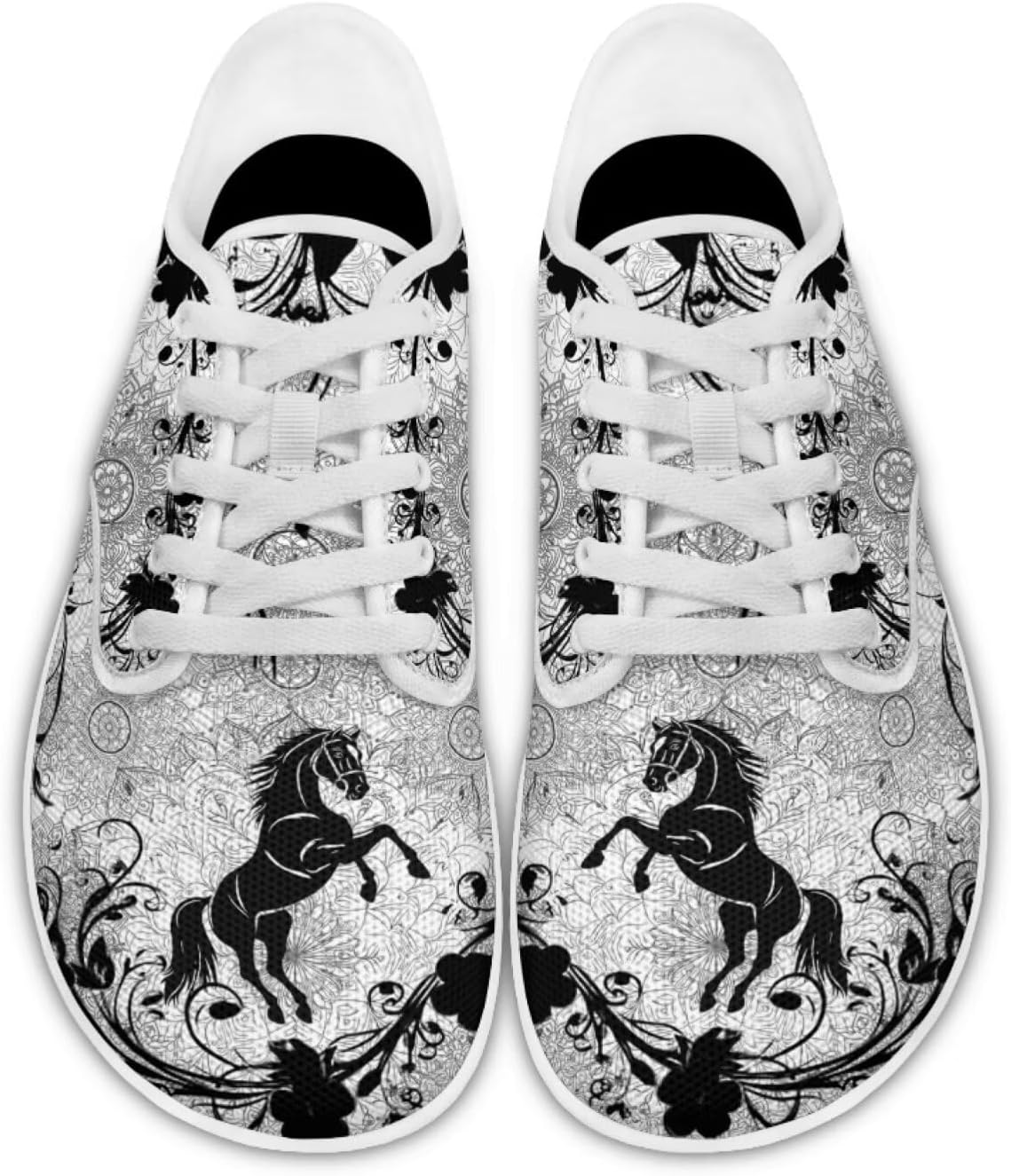 

Кроссовки для женщин и мужчин с широким носком, нулевая посадка, минималистичные, комфортные для тенниса, офиса и повседневной носки Pointodoor, Horse Boho Mandala