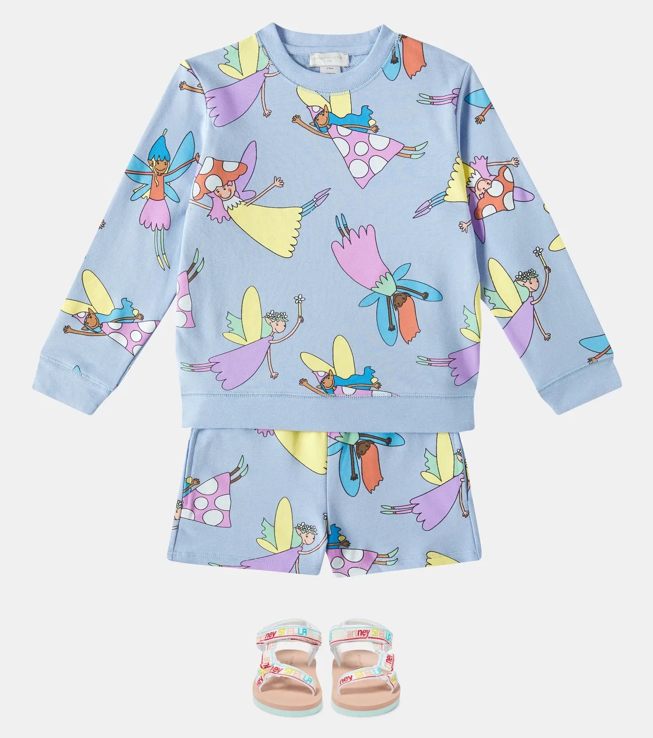 Комплект из худи и шорт хлопковый Stella Mccartney Kids, синий — фото 2