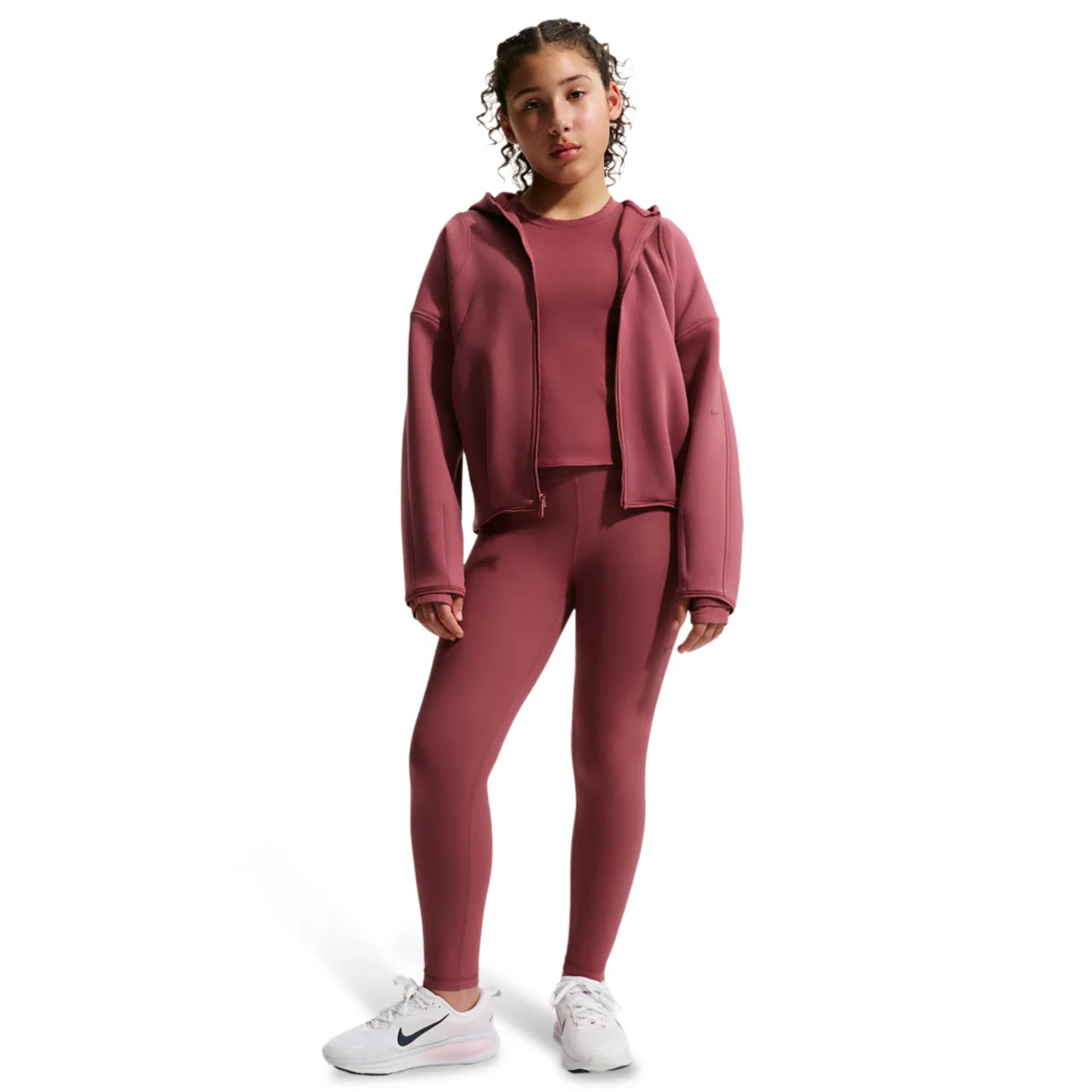 Детское худи для девочек с длинным рукавом Nike Therma-FIT, Pink Smoke/Black/Pink Smoke — фото 4