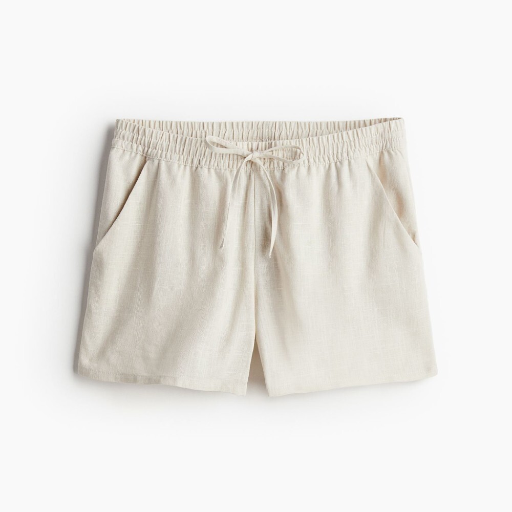 

Шорты H&M Linen-blend Pull-on, светло-бежевый