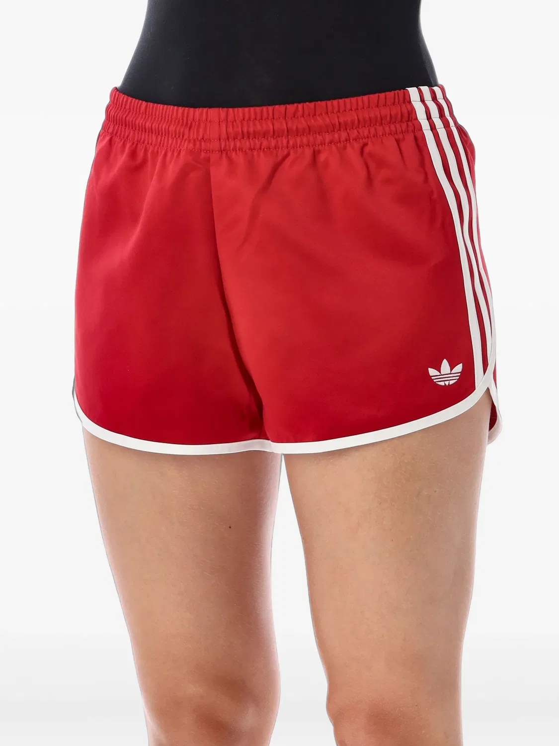 Шорты красные с полосками Adidas, красный — фото 2