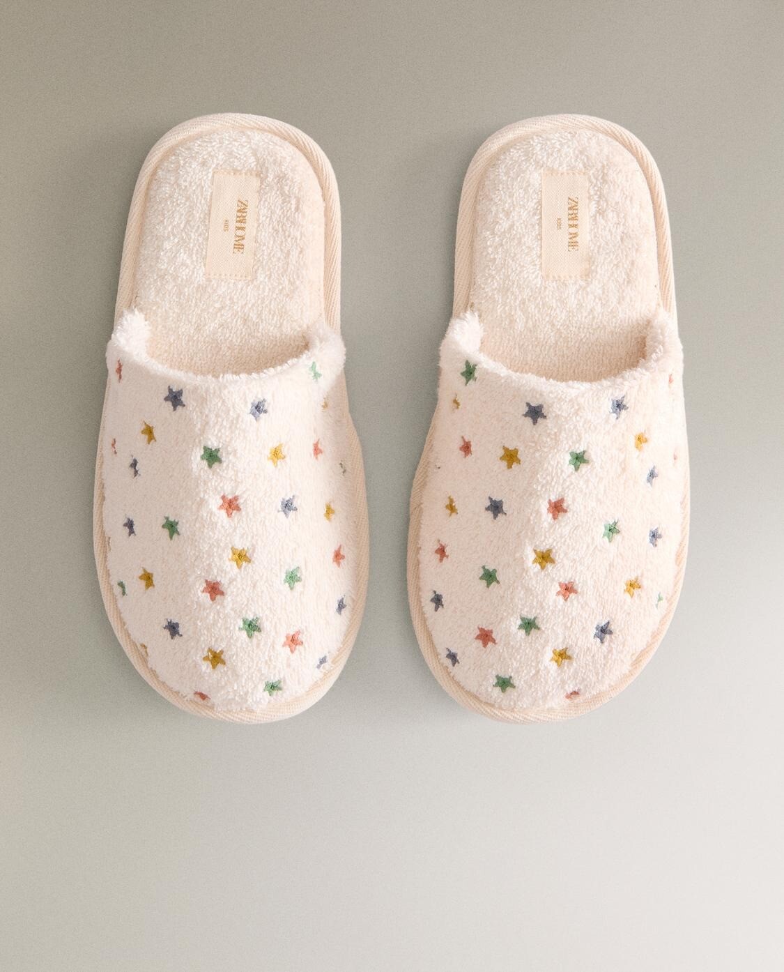Детские тапочки-мюли Zara Home Star Print Terry Bathroom, розовато-кремовый — фото 2