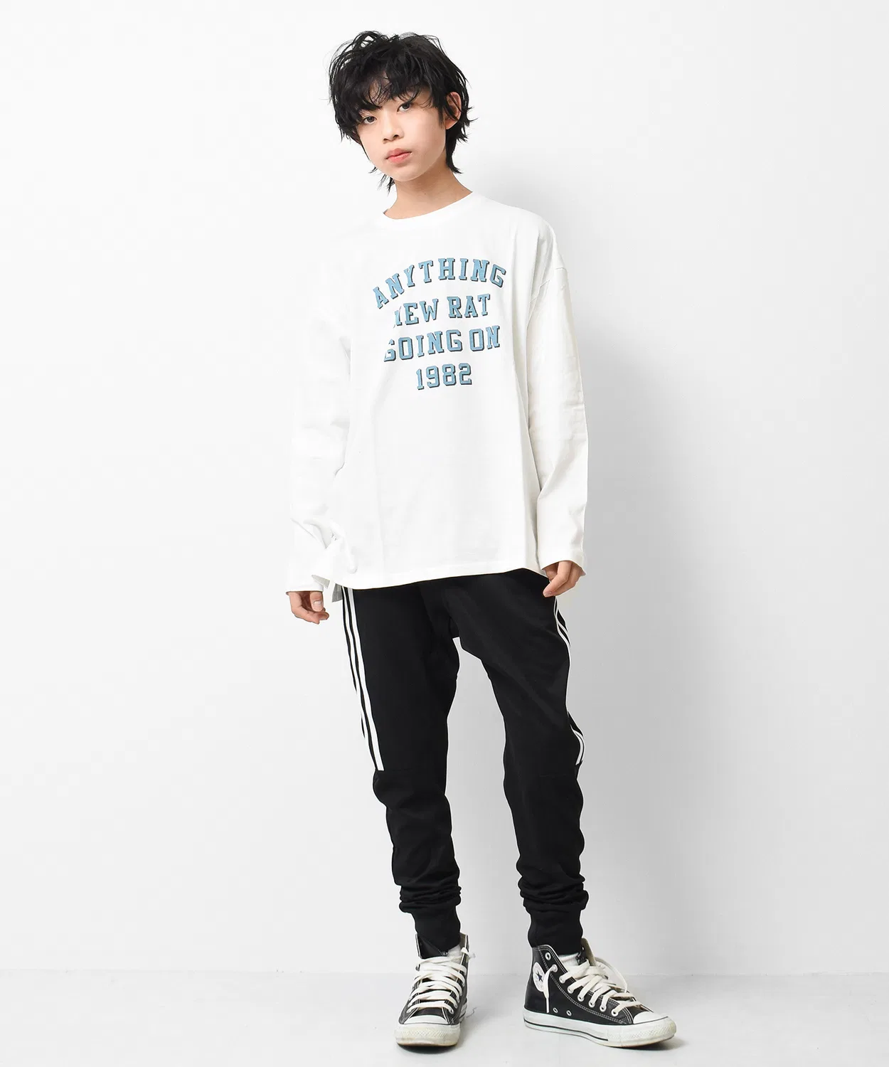 Детская футболка с длинным рукавомс принтом Arch Logo RAT EFFECT, Off White — фото 2