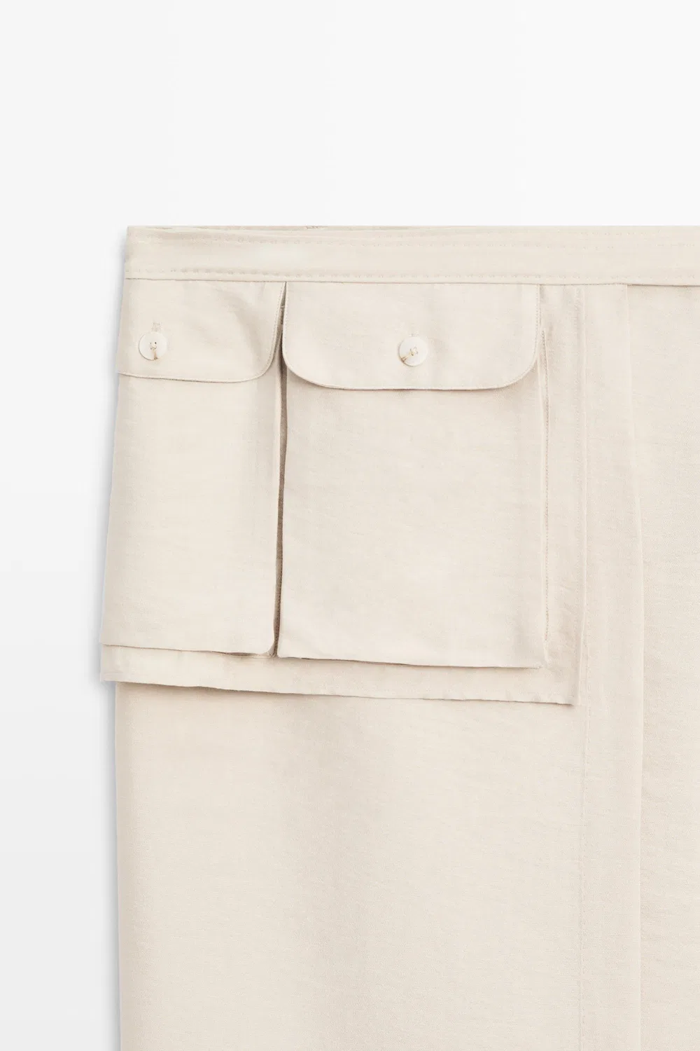 Юбка Massimo Dutti, свободная, с карманами, stone — фото 4