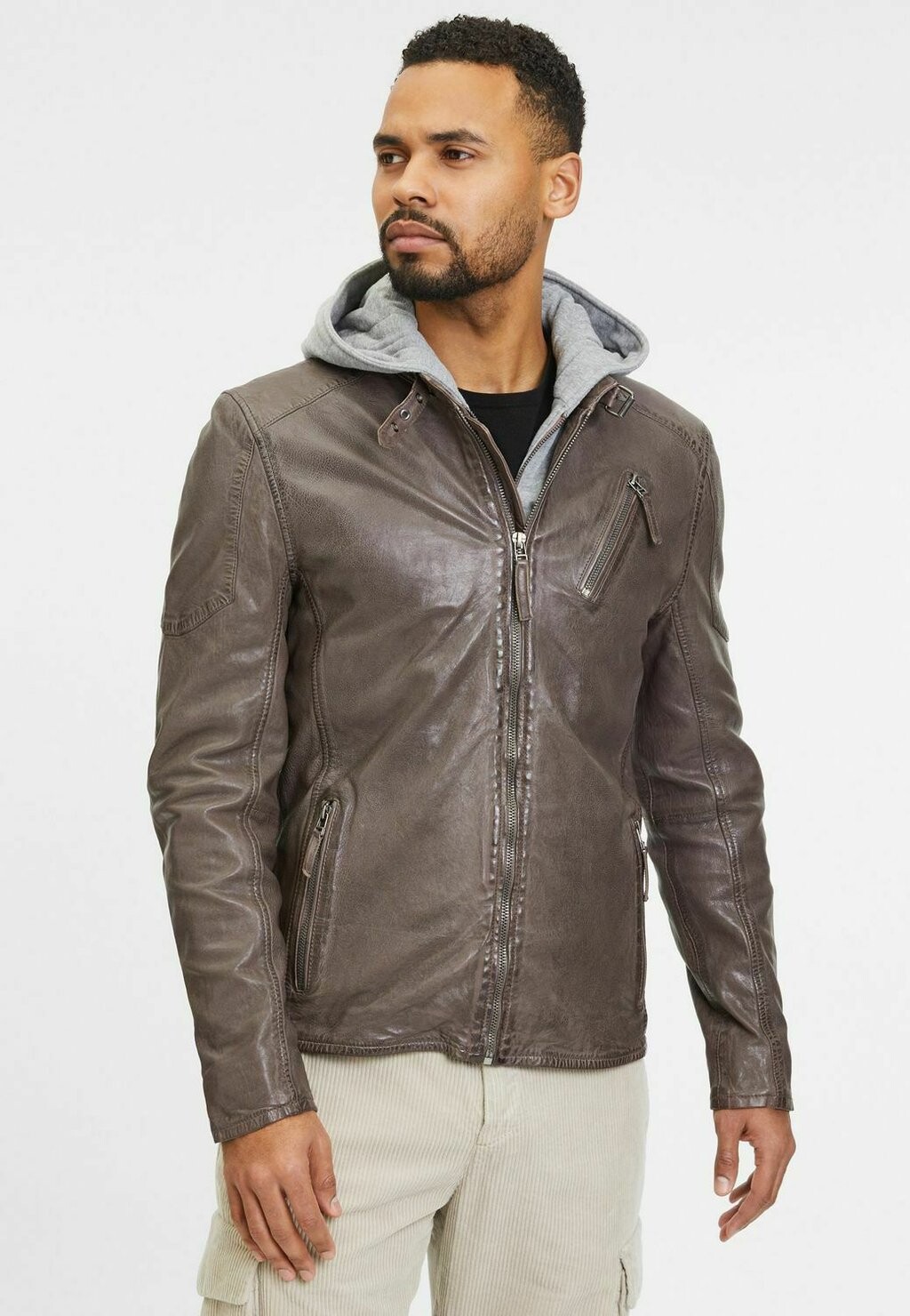 

Кожаная куртка Gmcoopa Rf Gipsy, цвет dark taupe