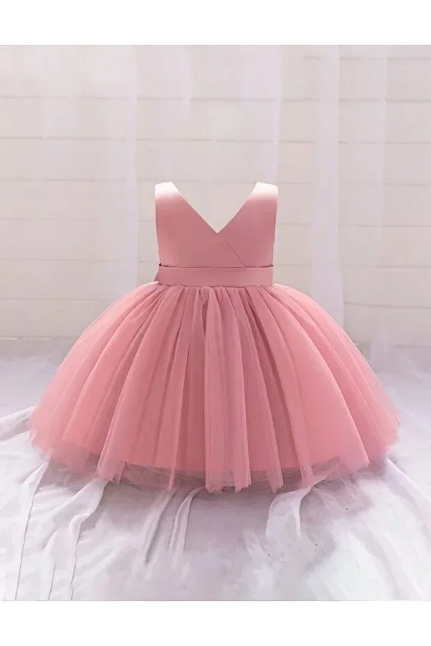 Детское платье для девочек с запахом Madya pudra baby girl wrap mini dress birthday dress Generic Brands, Powder