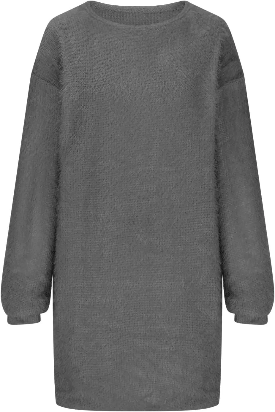 Женское свободное платье-свитер с ворсом Oversized Fuzzy Cozy Warm, Gray — фото 2