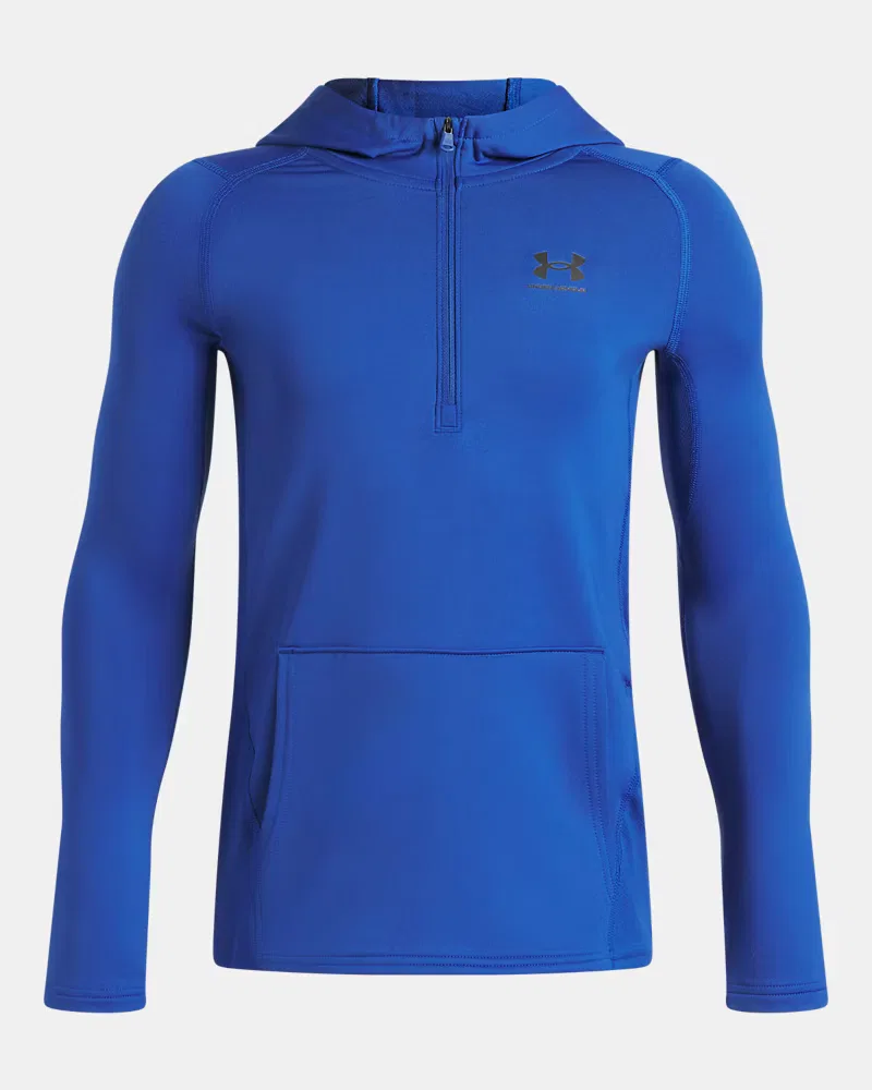 Худи на молнии ½ для мальчиков утепленное с вентиляцией ColdGear UnderArmour, Tech Blue/Black