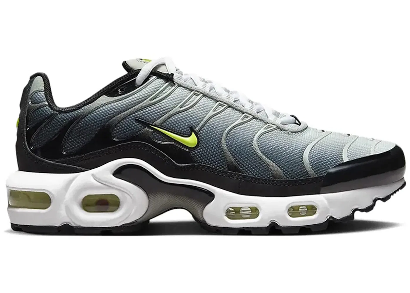 Детские кроссовки для мальчиков с амортизацией Nike Air Max Plus Nike, Black/Light Silver/White/Bright Cactus