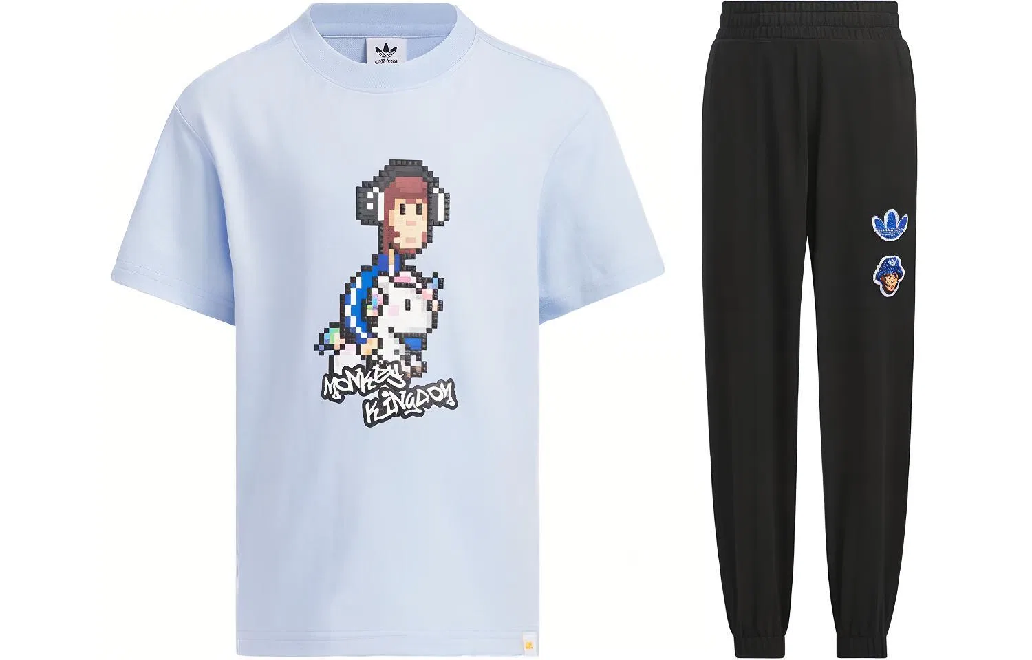 Детский спортивный комплект с принтом Monkey Kingdom Adidas Originals, Light Pink Blue/Black