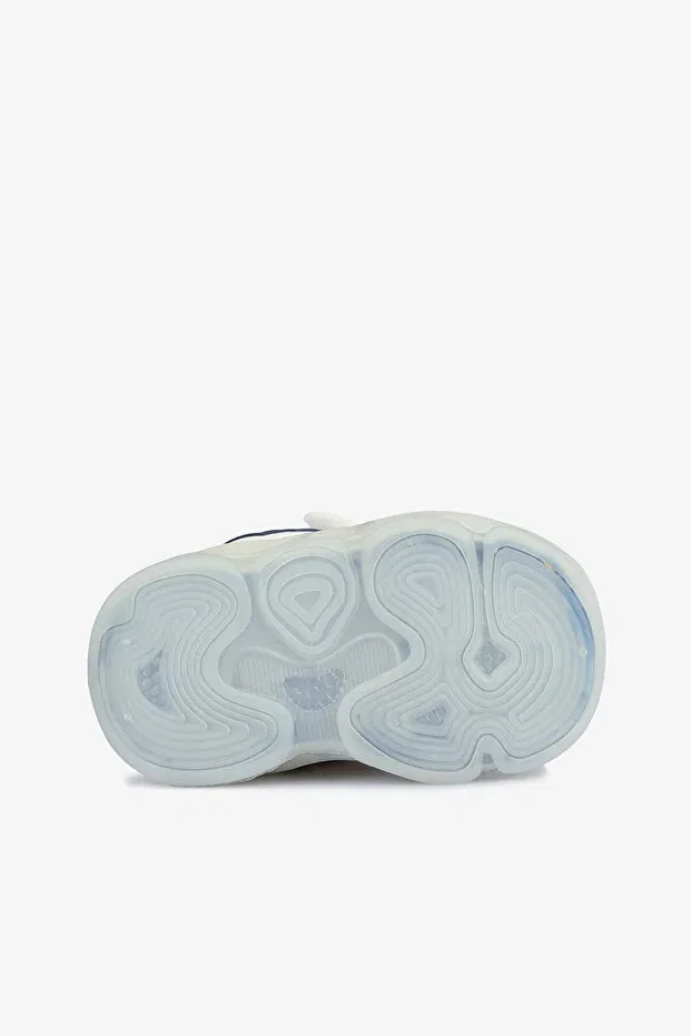 Детские туфли для девочек с принтом Orante white/navy blue lighted shoes Vicco, Белые — фото 3