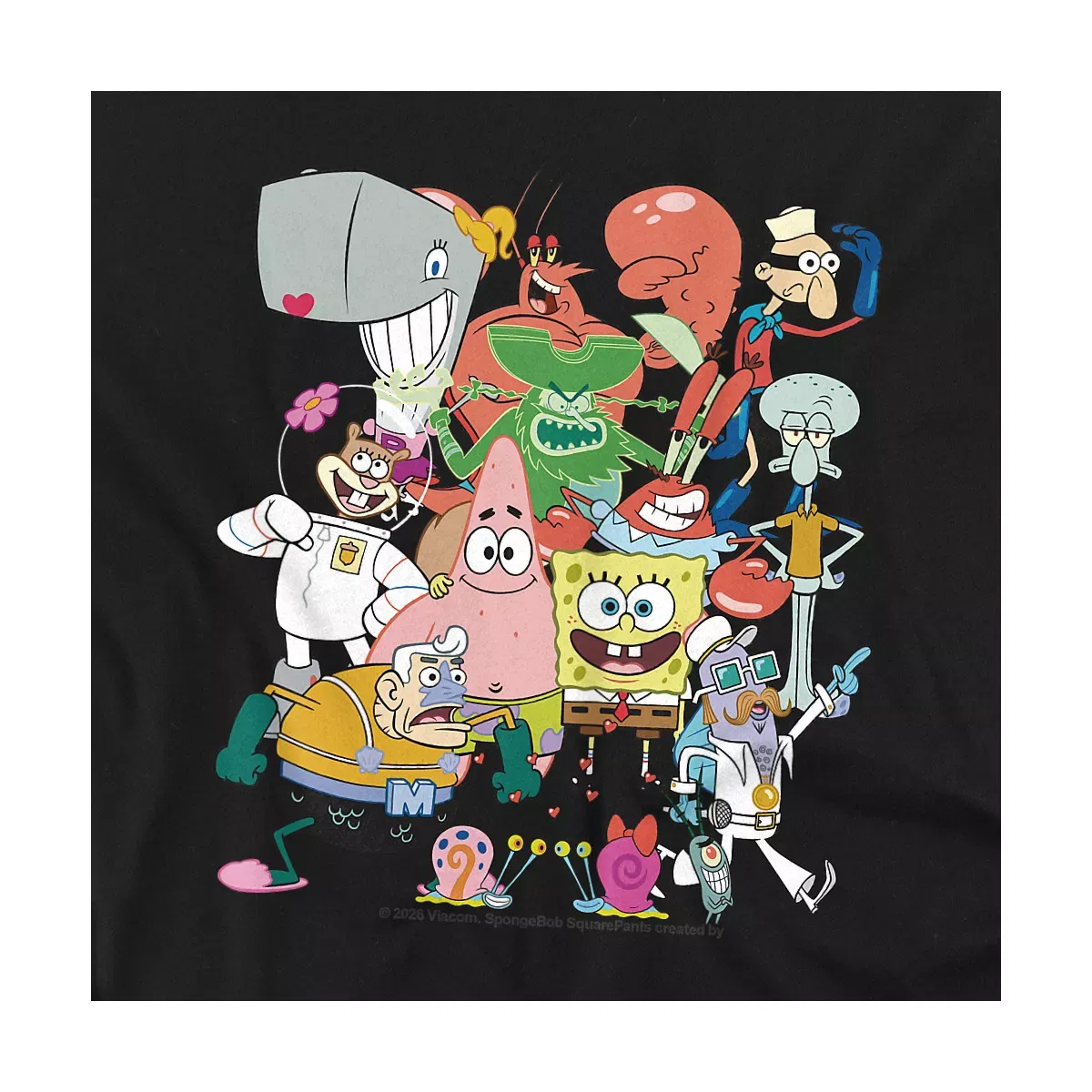 Детское боди с коротким рукавом с принтом Spongebob Large Group SpongeBob, Black — фото 2