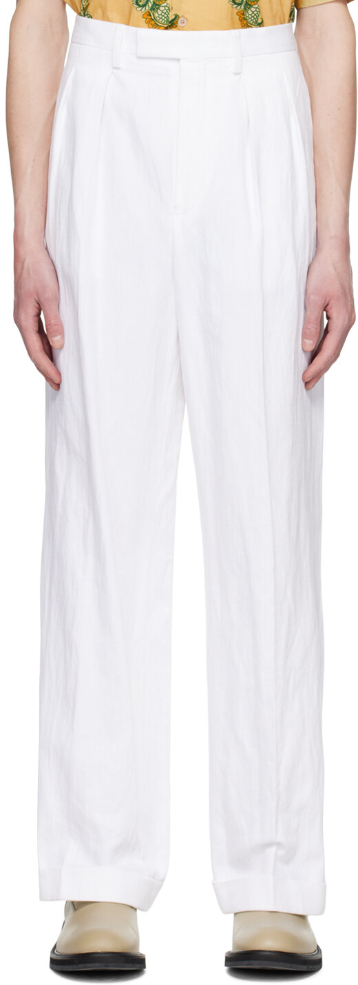 

Белые брюки со складками Dries Van Noten, Белый, Белые брюки со складками Dries Van Noten