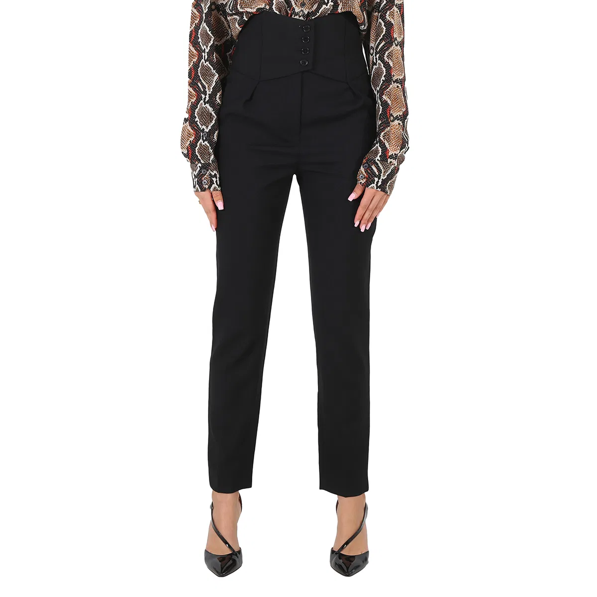 Брюки Saint Laurent с высокой посадкой и защипами, Black