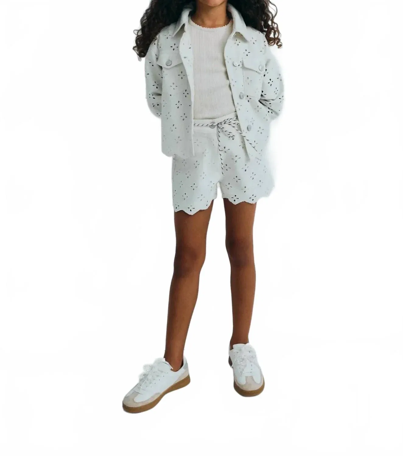 Детские шорты для девочек с вышивкой Camelia The New Society, Pure Cloud Denim