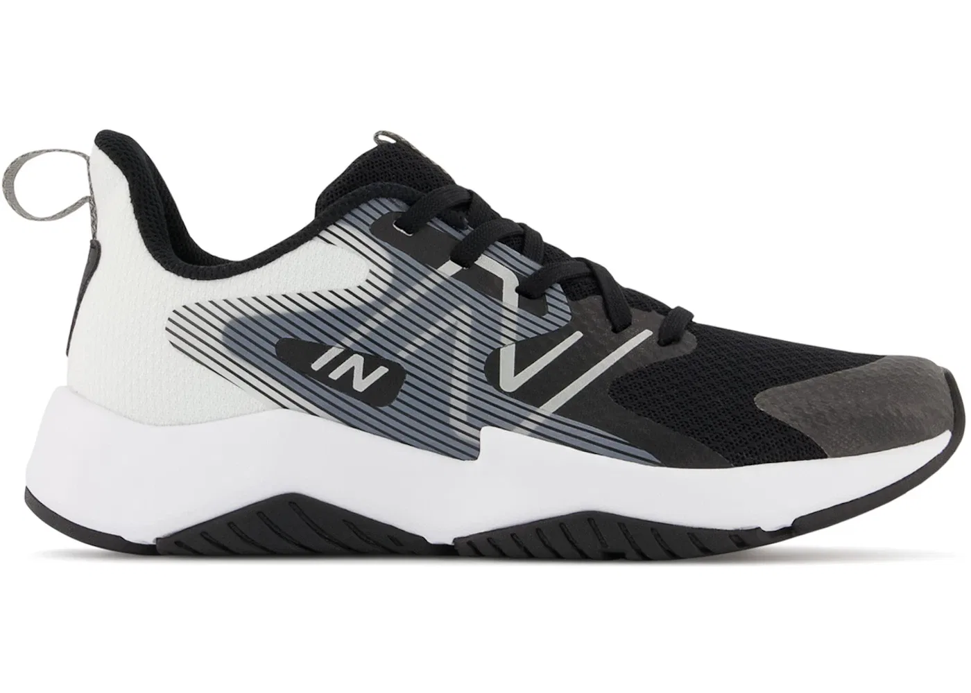 Детские кроссовки для бега с длинным шнурком New Balance Rave Run v2, Black/White
