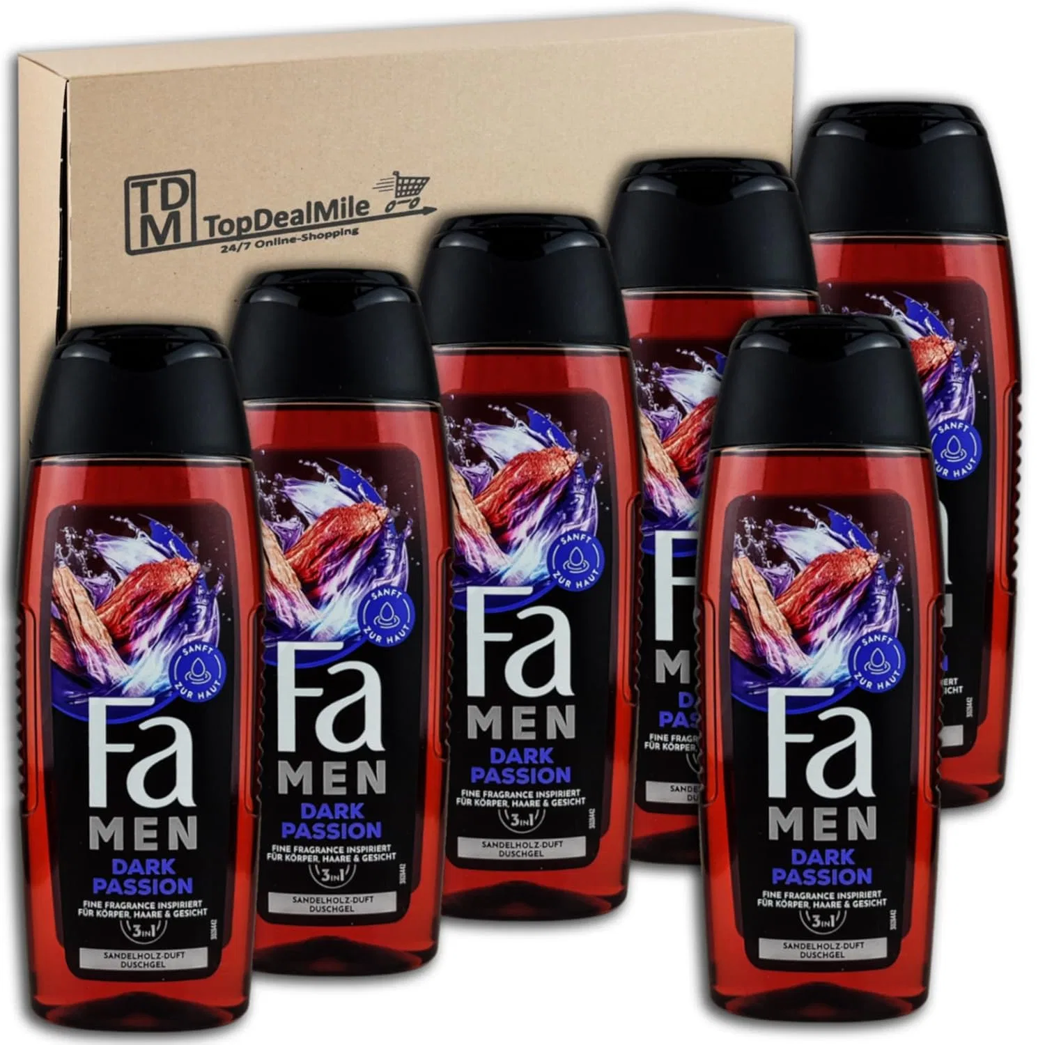 Душ-гель Dark Passion, FA Men, 6 x 250 мл Topdealmile