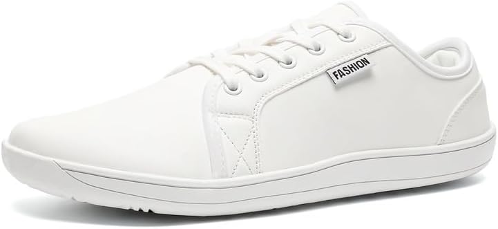 

Мужские повседневные кожаные кроссовки XOEKD на шнуровке с мягкой поверхностью, легкие, дышащие, с широким носком, нескользящей мягкой подошвой и нулевым перепадом высоты подошвы. Подходят для ходьбы, работы, поездок на работу и в офис, белый