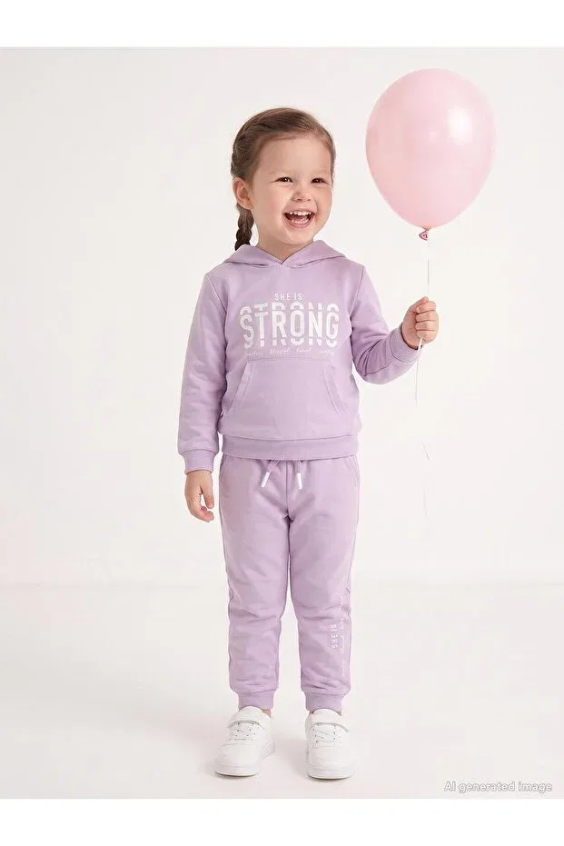 Детский комплект для девочек с принтом Basic 2-piece tracksuit set Civil Girls, Lilac