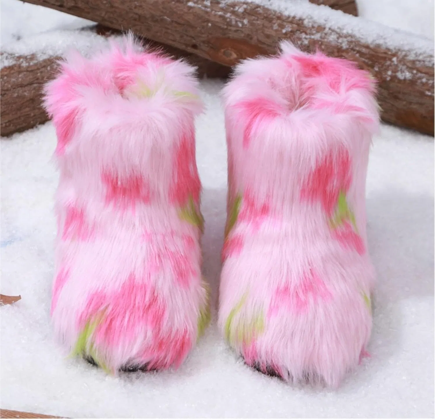 Детские зимние сапоги для девочек с меховой подкладкой FUNCOS, Pink Green — фото 3