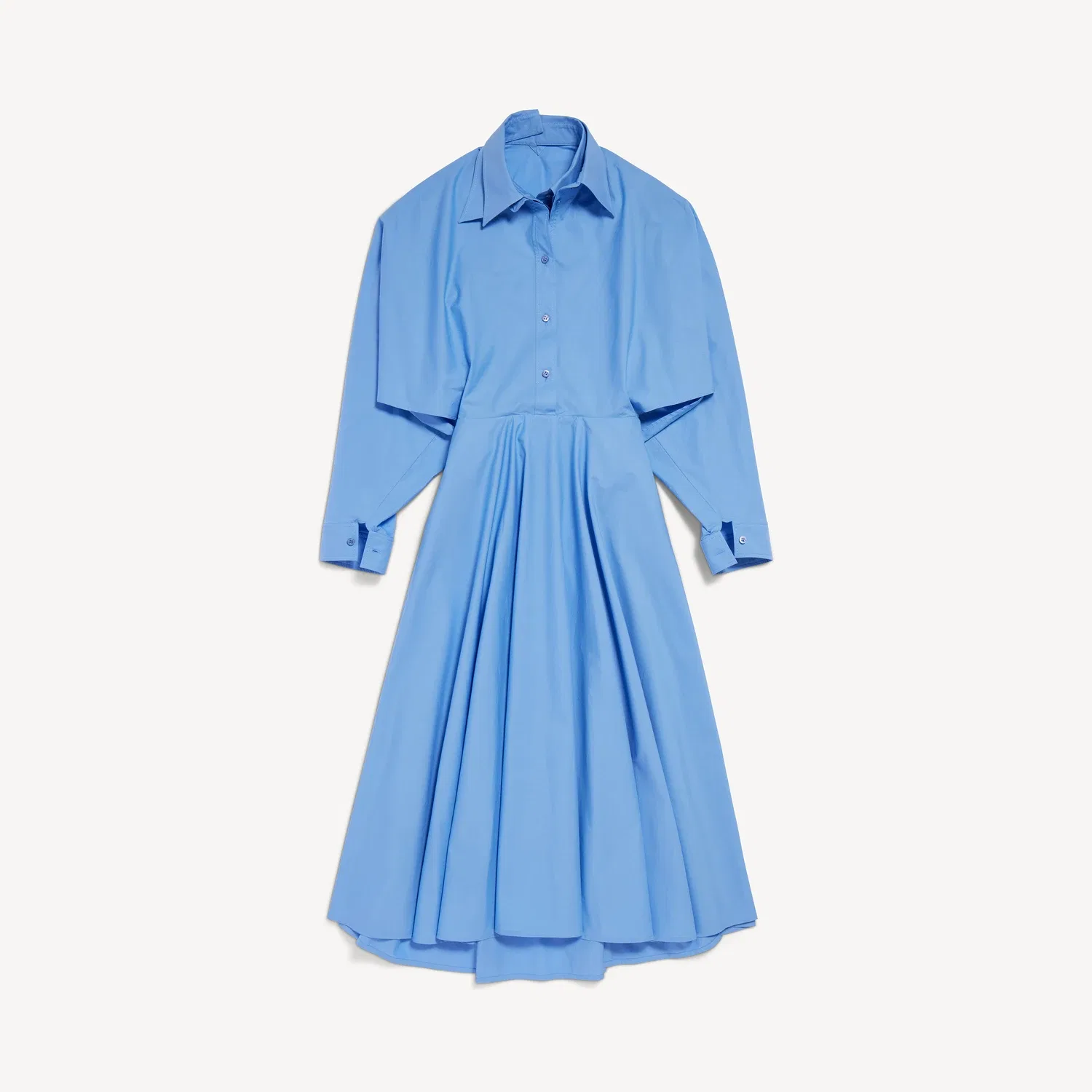 Длинное женское платье из поплина светло-голубого цвета BALENCIAGA, голубой