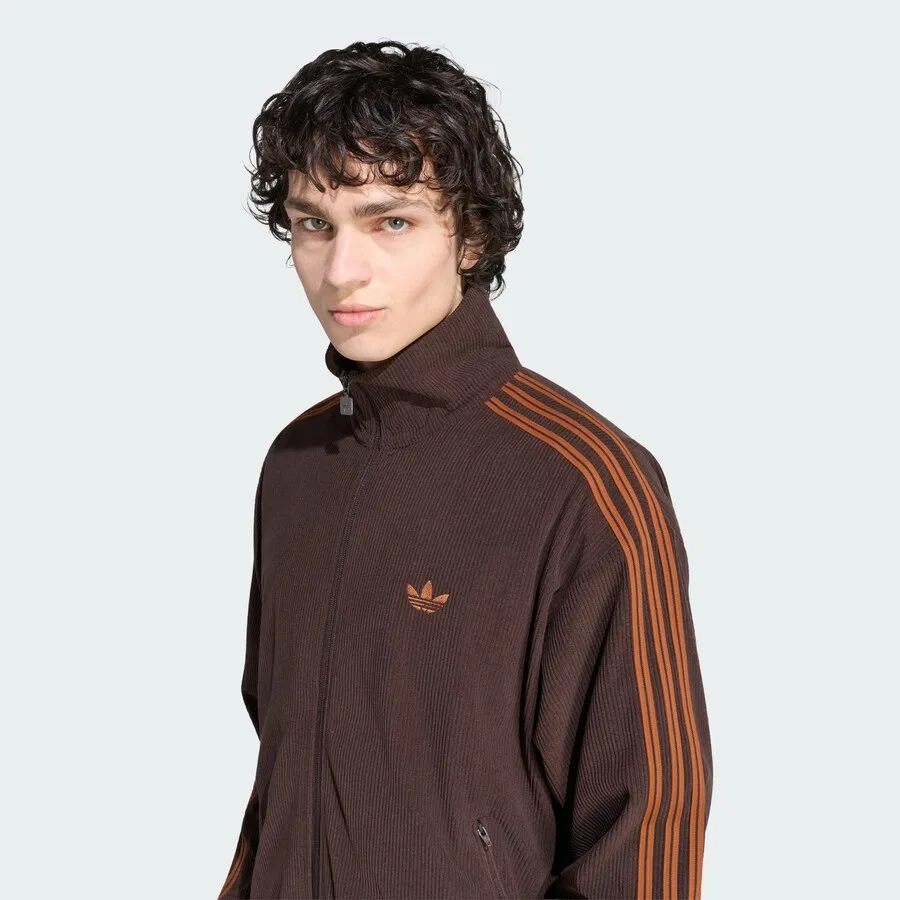 Худи на молнии ADIDAS ORIGINALS 'Firebird' коричневого цвета — фото 3