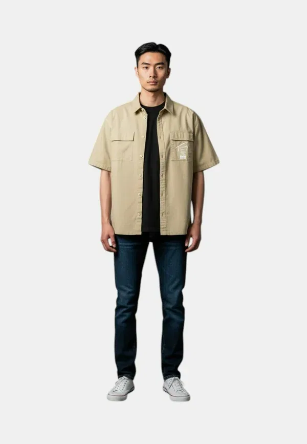 Рубашка из хлопка Camicia uomo Tommy Hilfiger, бежевый — фото 2