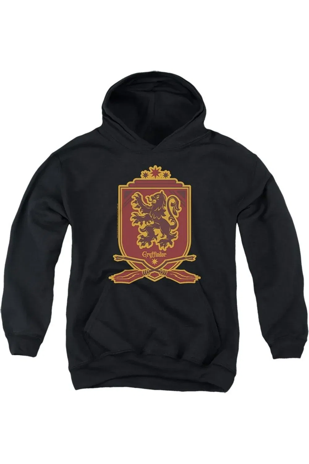 Детское худи с капюшоном Harry Potter Gryffindor Broomstick Badger Logo Gildan, черный