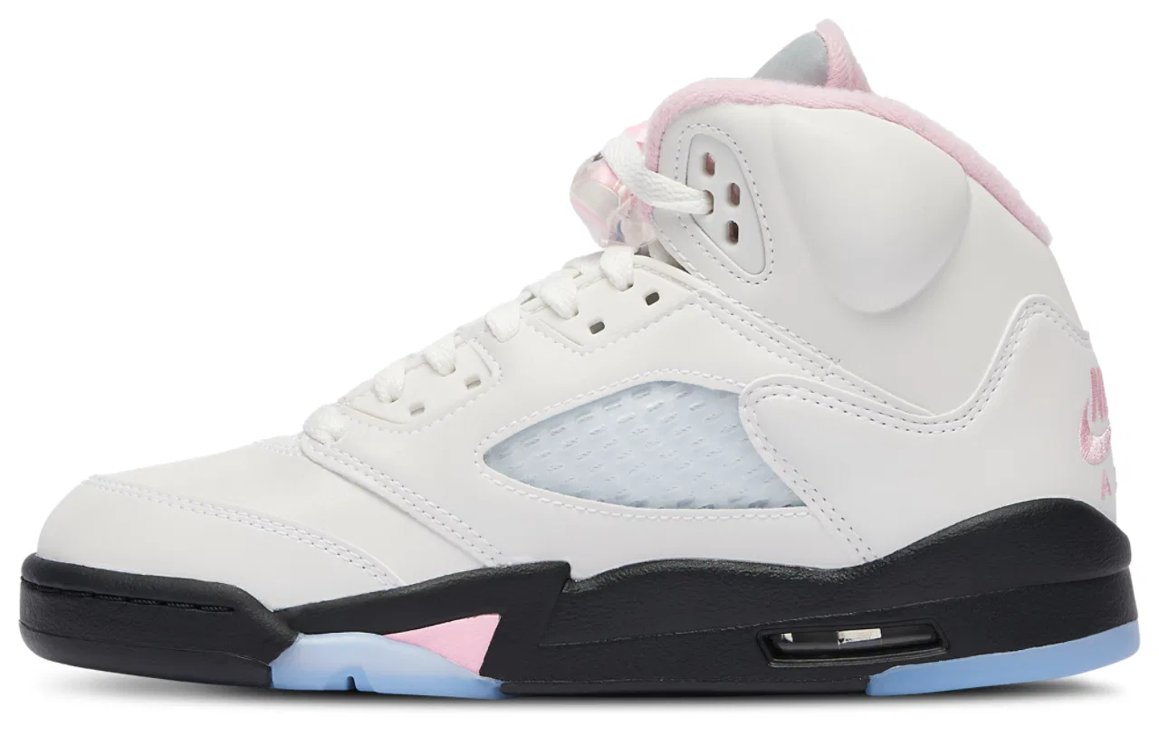 Кроссовки для мальчиков Air 5 Retro OG Jordan, цвет White/Soft Pink/Black — фото 2