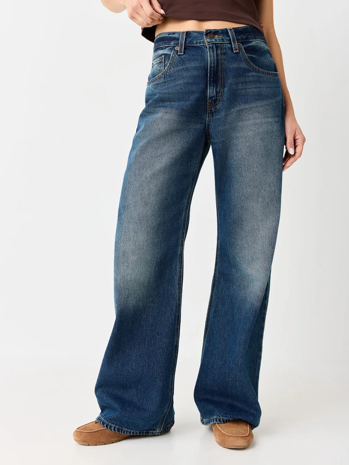 Синие свободные ботинки Levi's Middy / джинсы свободного кроя — фото 2