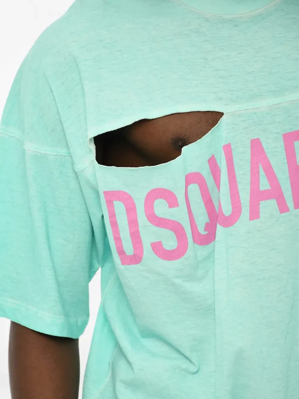 Футболка с логотипом и эффектом потертости Dsquared2, зеленый — фото 3