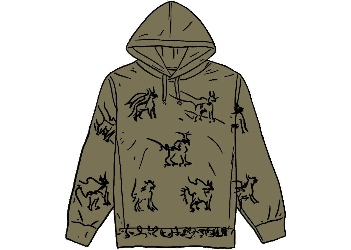 Мужской свитшот с капюшоном Supreme Hooded Sweatshirt, Light Olive