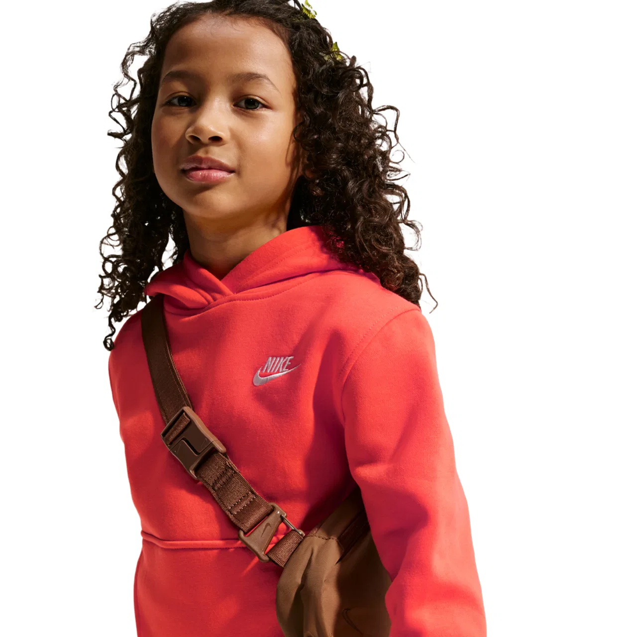 Худи для мальчиков NSW Club LBR Fleece Nike, цвет White/Turf Orange — фото 3