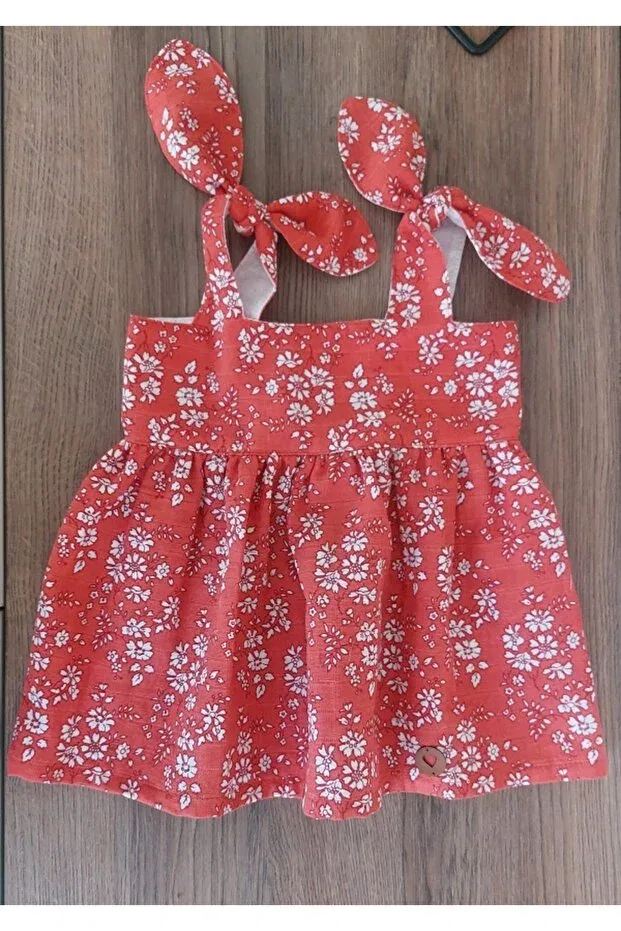 Детское платье для девочек с принтом Denim Floral Baby Dress Babyelos, Red
