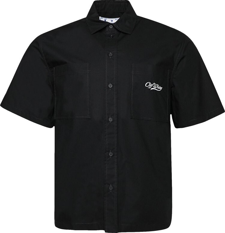 

Рубашка Off-White Wave Off Summer Short-Sleeve Shirt 'Black/White', черный