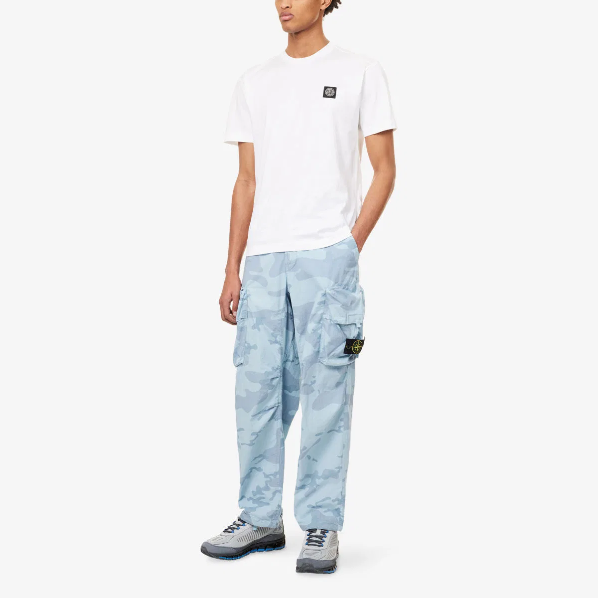 Брюки-карго compass-badge из хлопковой смеси с камуфляжным рисунком рипстоп Stone Island, голубой — фото 2