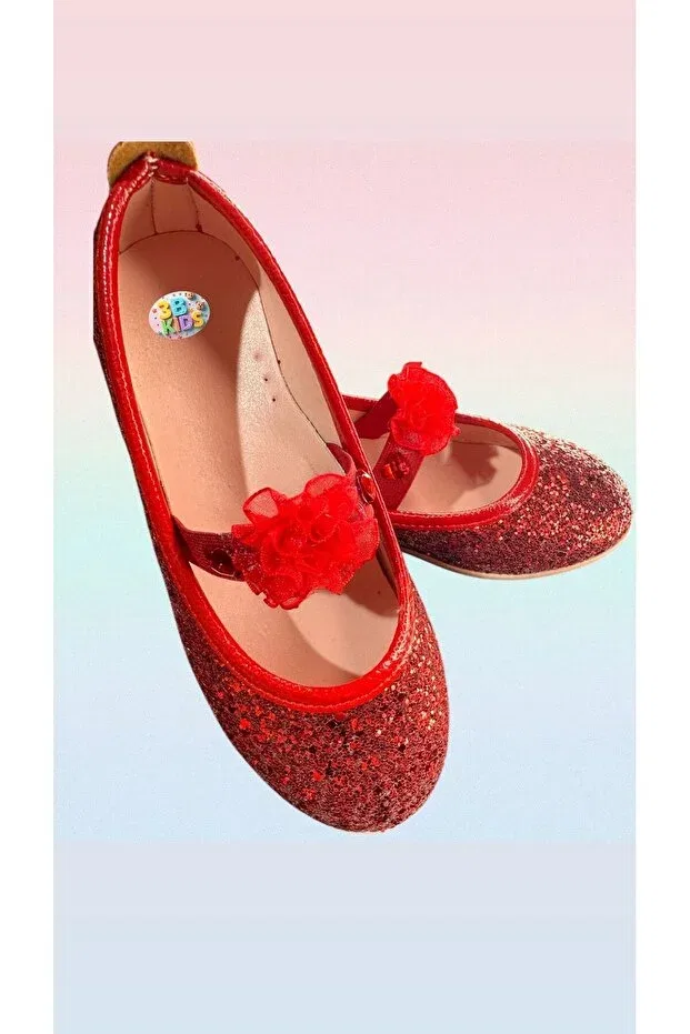Детские балетки с пайетками 3B Kids, Red
