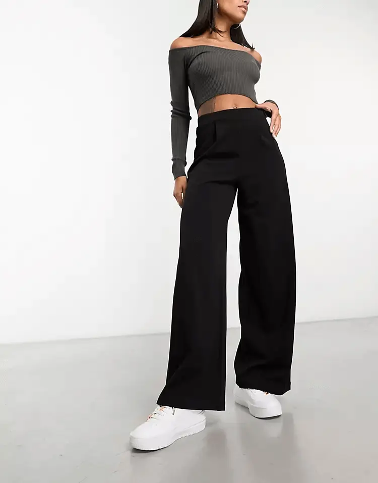 

Брюки Asos Design Wide Leg Jersey Suit, черный