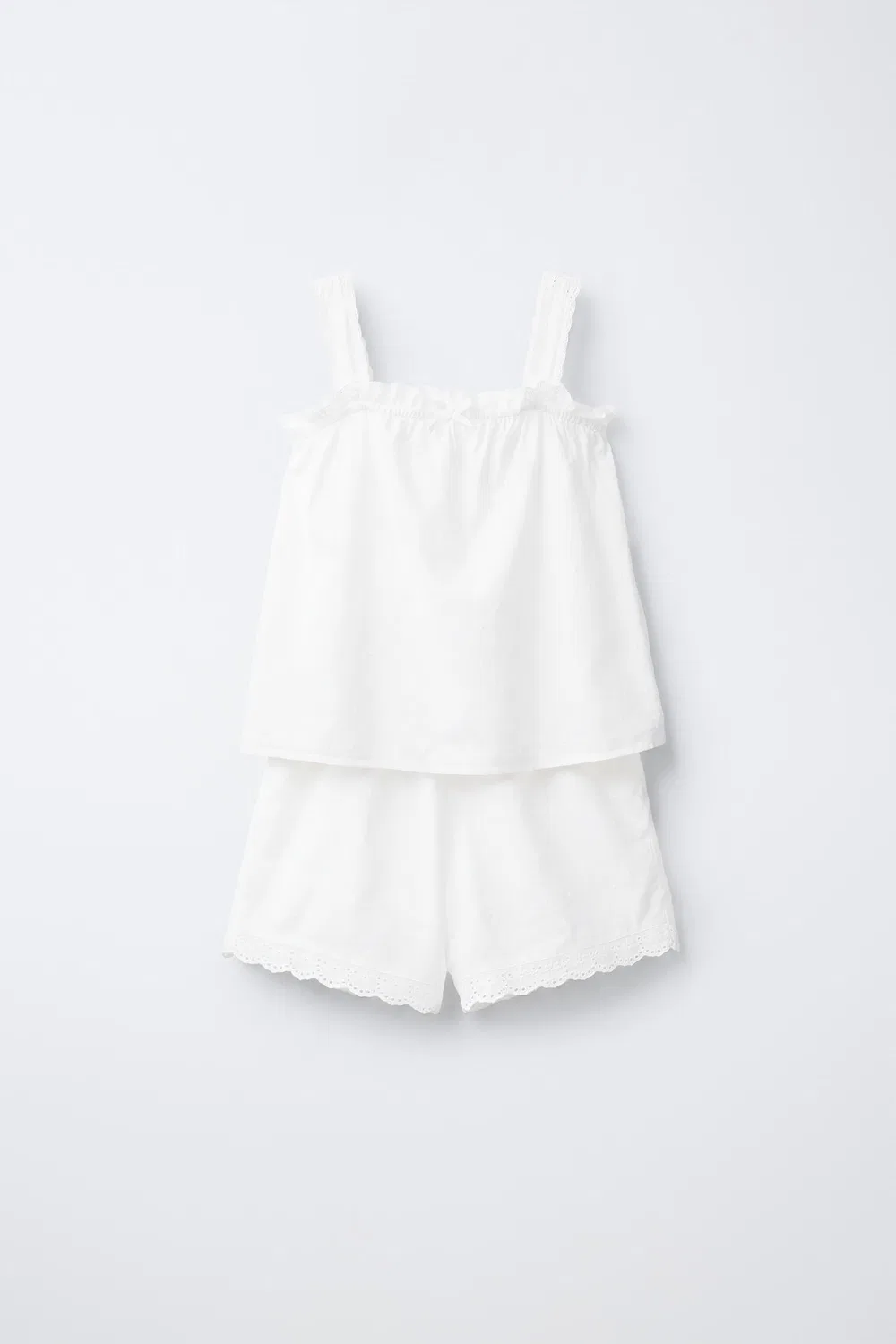 Пижама в горошек с сетчатыми вставками и лямками, 6-14 лет. ZARA, White