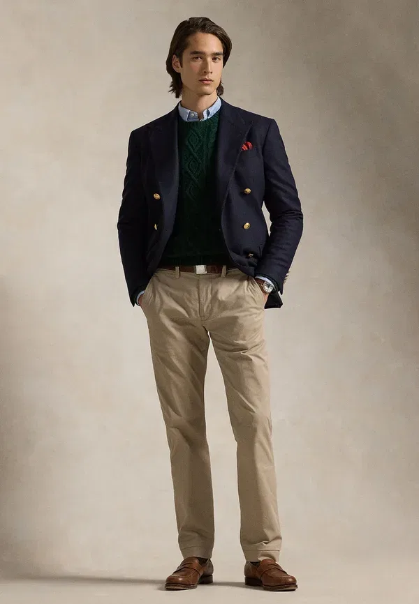 Брюки из хлопка с эластаном Bedford stretch straight fit chino pant Polo Ralph Lauren, khaki, хаки