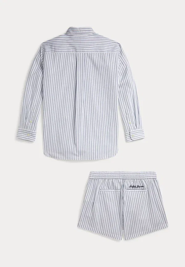 Комплект из рубашки и шорт, хлопок, Wimbledon striped cotton shirt & short, Polo Ralph Lauren, Белый, Голубой, Темно-синий — фото 2