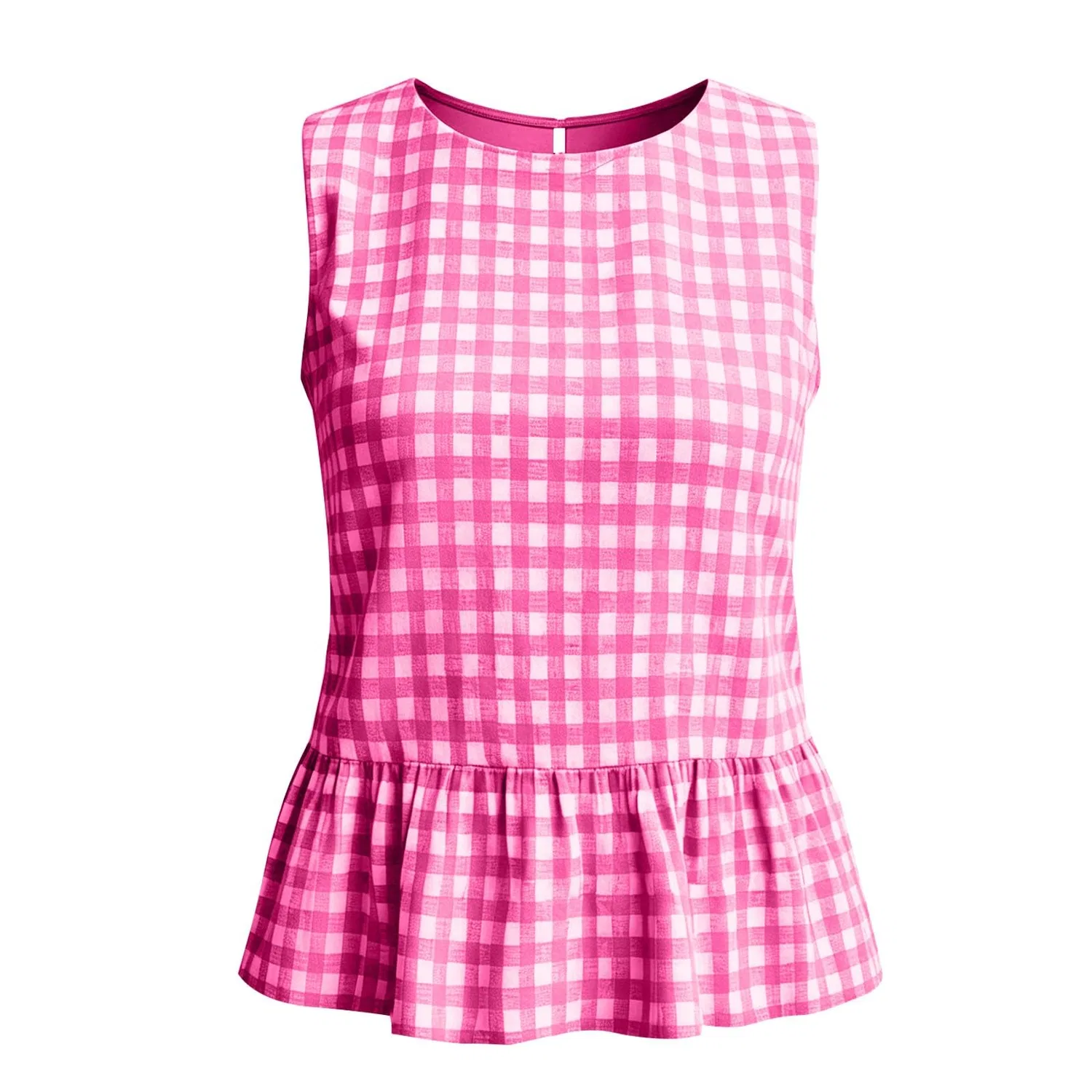 Женский топ без рукавов с воланами из хлопка, Hot Pink — фото 4