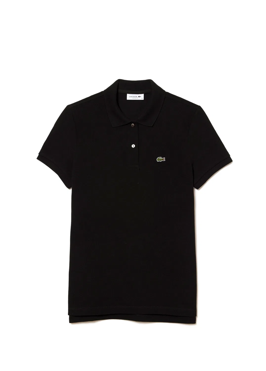 Поло Lacoste, черный, с зеленым логотипом