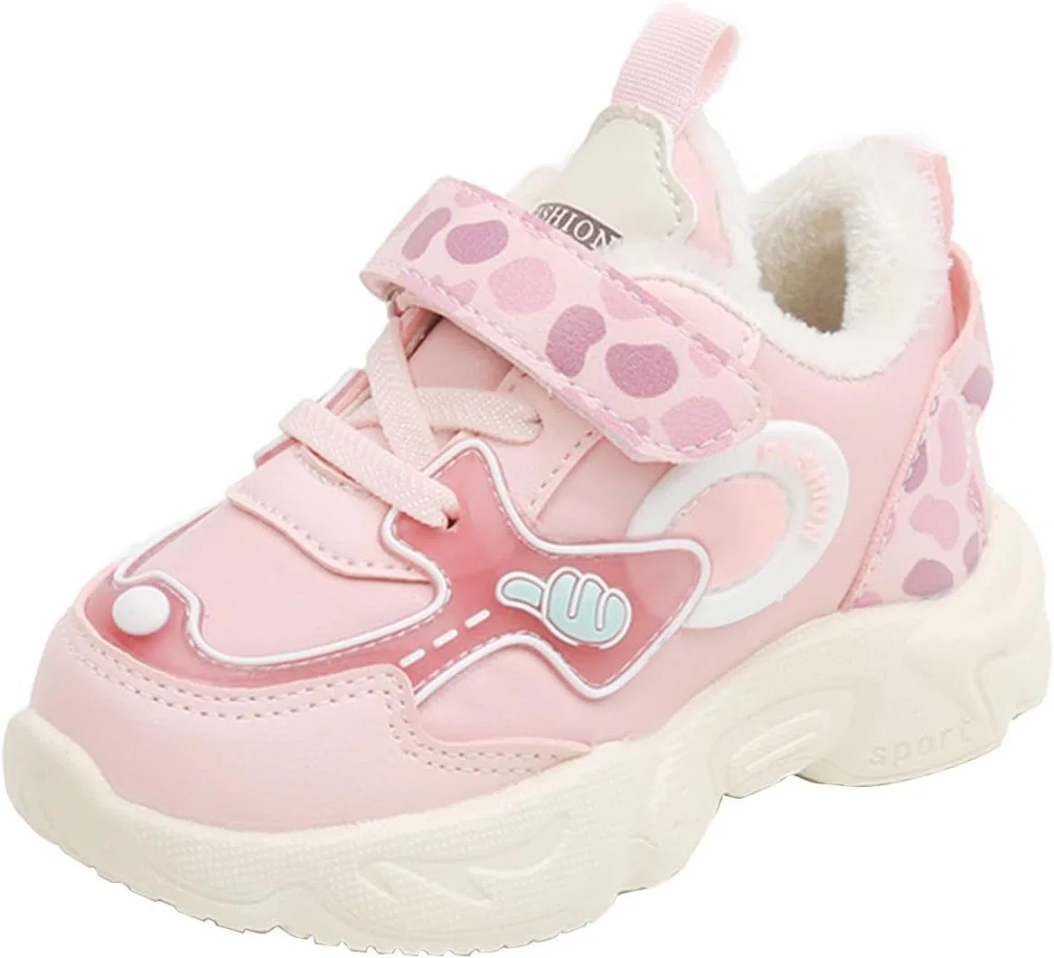 Детские кроссовки для девочек с блёстками из флиса и хлопка, Pink