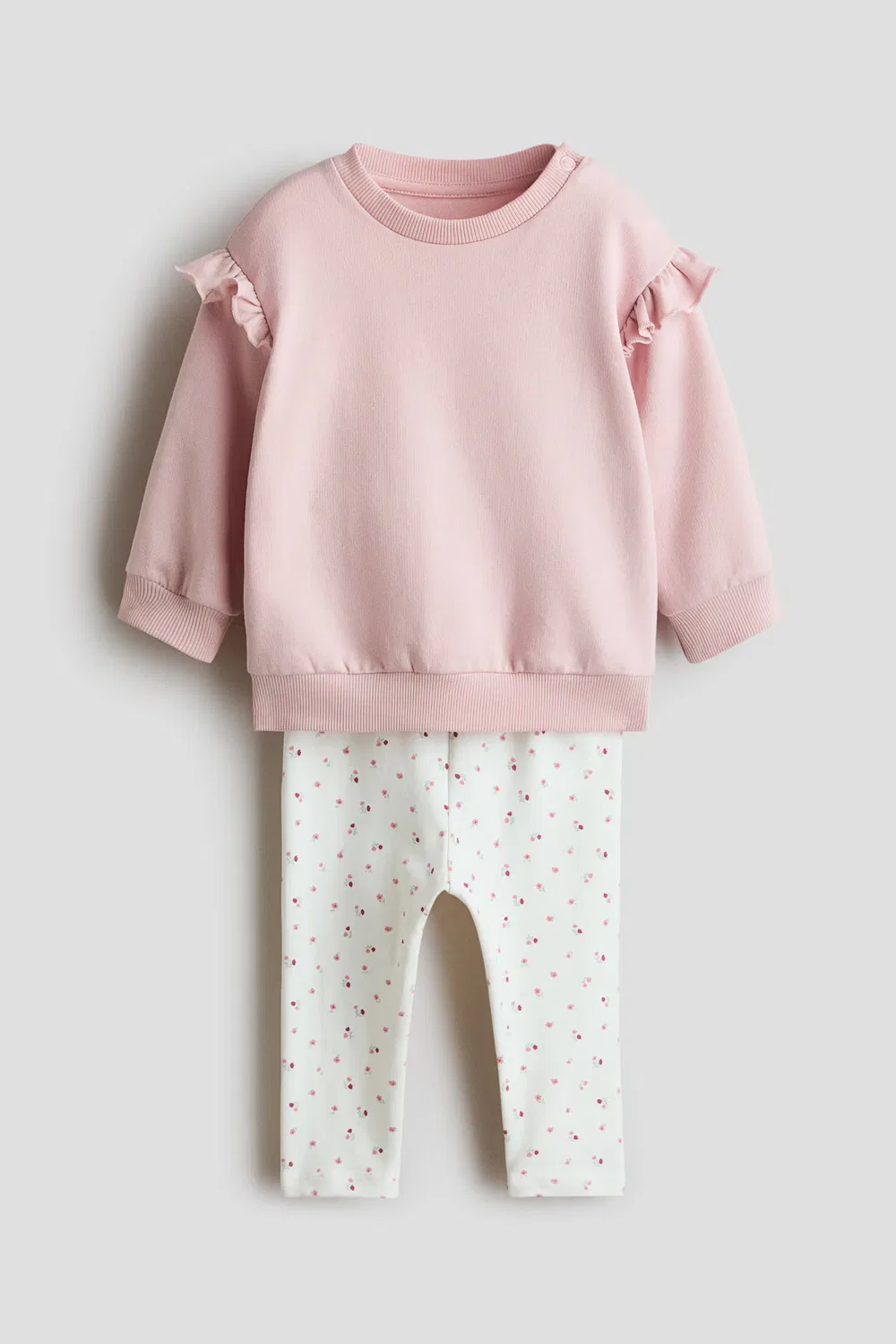 Хлопковый костюм-двойка с оборками H&M, Hellrosa/Geblümt
