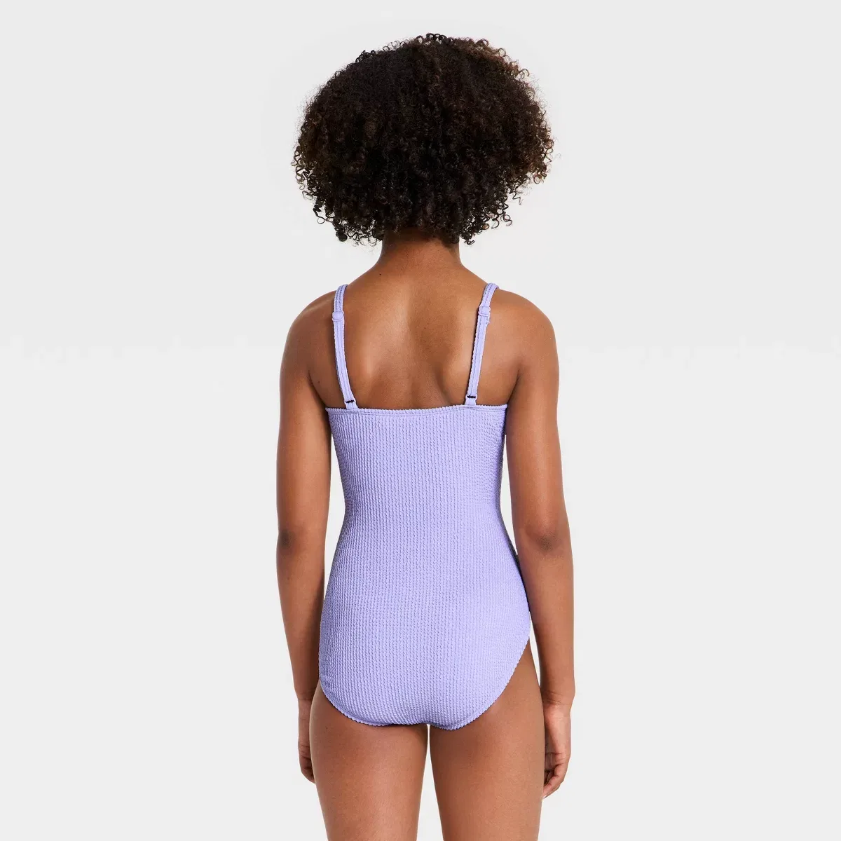 Детский купальник для девочек цельнокроеный с вырезом Spring Vacay Solid art class, Purple — фото 2