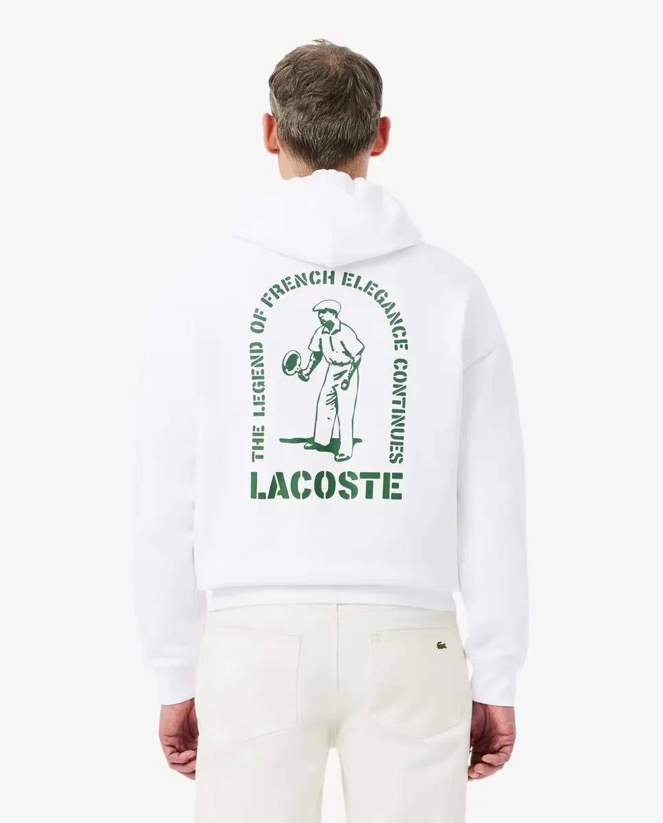 Мужская худи оверсайз с принтом Lacoste, Blanco — фото 2