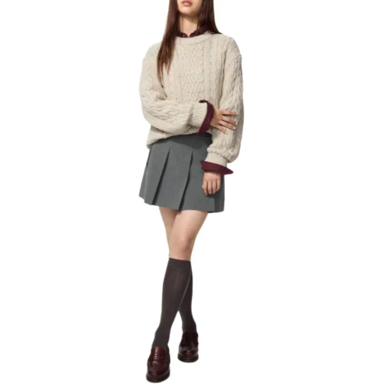 Детский свитер с круглым вырезом, утепленный, прямого кроя, UNIQLO, 30 Natural — фото 3